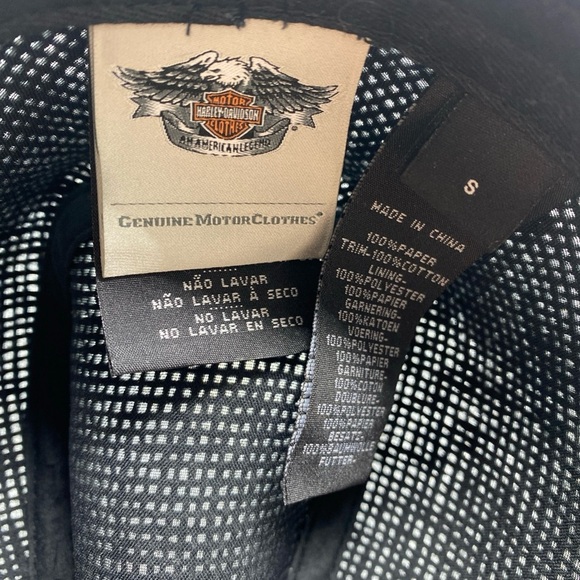 Harley Davidson Fedora Hat With Crosshatch Weave Style Black Gray Small - Picture 4 of 6